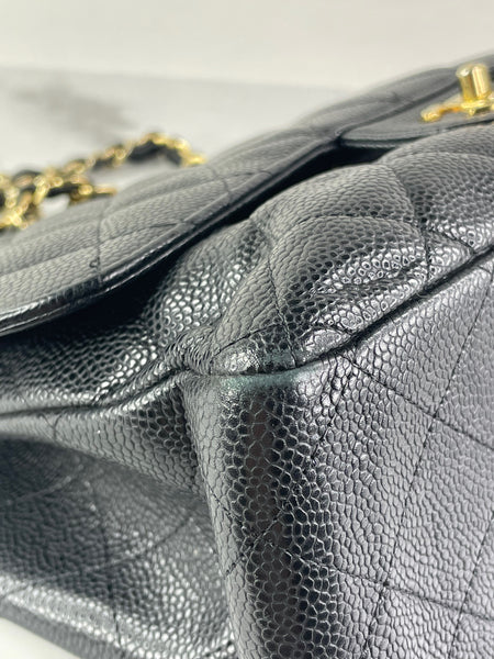 CHANEL Black Caviar Classic Jumbo Double Flap Bag