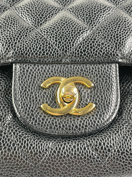 CHANEL Black Caviar Classic Jumbo Double Flap Bag