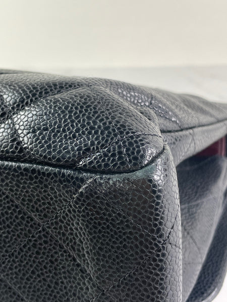 CHANEL Black Caviar Classic Jumbo Double Flap Bag