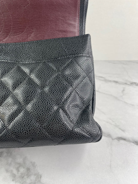 CHANEL Black Caviar Classic Jumbo Double Flap Bag