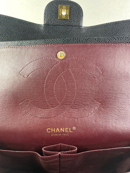 CHANEL Black Caviar Classic Jumbo Double Flap Bag