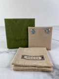 GUCCI Light Blue Enamel Interlocking G Heart Stud Earrings