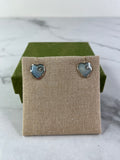 GUCCI Light Blue Enamel Interlocking G Heart Stud Earrings