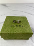 GUCCI Light Blue Enamel Interlocking G Heart Stud Earrings