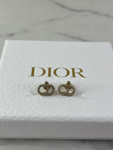 Christian Dior Clair D Lune Earrings Gold-Finish Metal and Sparkling Crystals