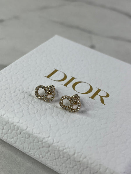 Christian Dior Clair D Lune Earrings Gold-Finish Metal and Sparkling Crystals