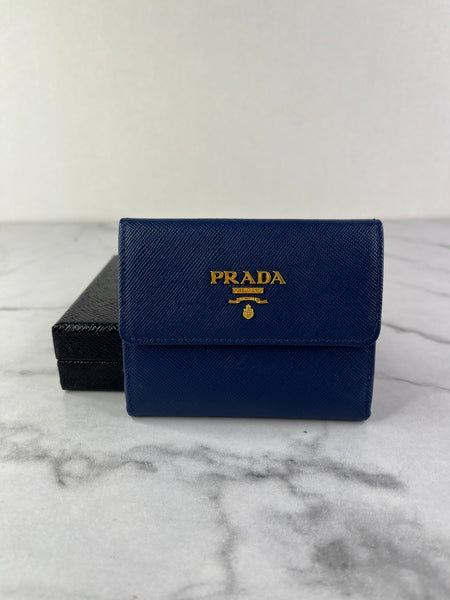 PRADA Saffiano Metal Bluette Wallet