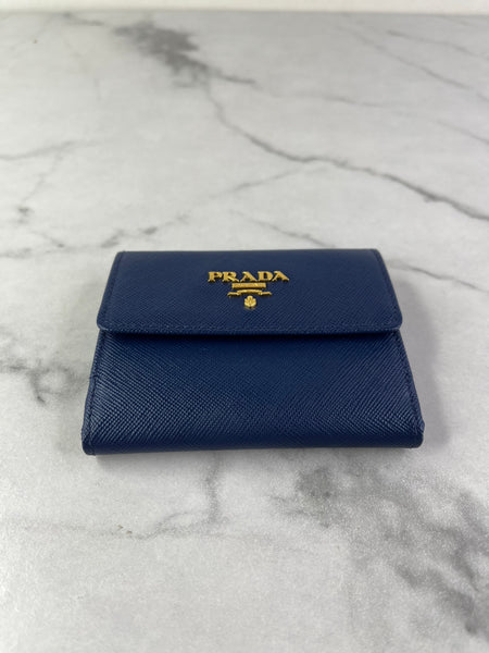 PRADA Saffiano Metal Bluette Wallet