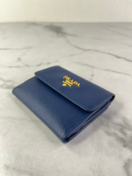PRADA Saffiano Metal Bluette Wallet