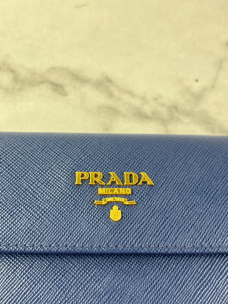PRADA Saffiano Metal Bluette Wallet