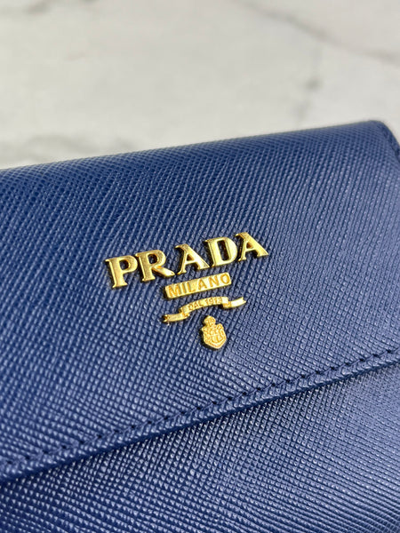 PRADA Saffiano Metal Bluette Wallet