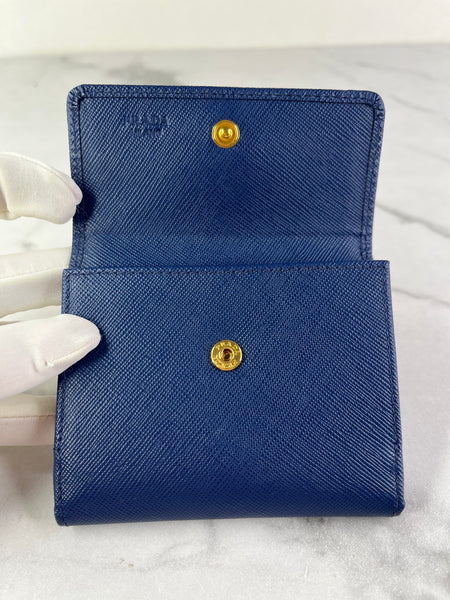 PRADA Saffiano Metal Bluette Wallet