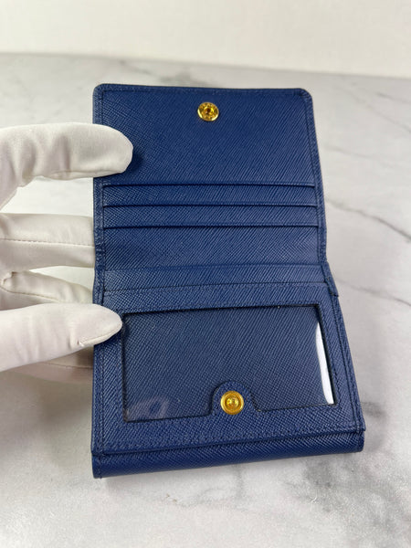 PRADA Saffiano Metal Bluette Wallet