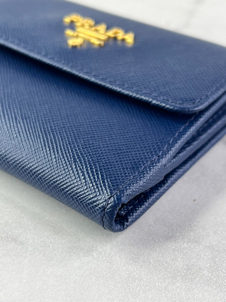 PRADA Saffiano Metal Bluette Wallet