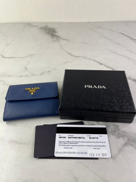 PRADA Saffiano Metal Bluette Wallet