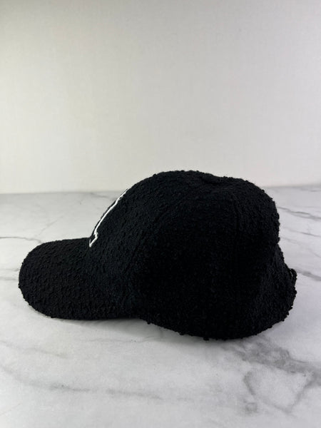 Saint Laurent Unisex SL Black Bouclé Tweed Wool Baseball Cap