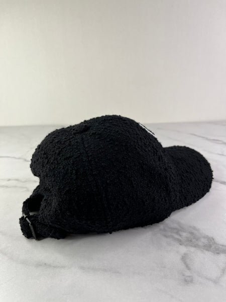 Saint Laurent Unisex SL Black Bouclé Tweed Wool Baseball Cap