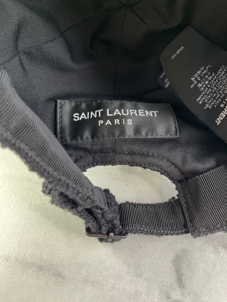 Saint Laurent Unisex SL Black Bouclé Tweed Wool Baseball Cap