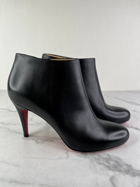 Christian Louboutin Black Leather Belle Ankle Boots Size 41