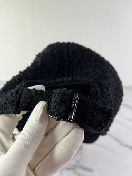 Saint Laurent Unisex SL Black Bouclé Tweed Wool Baseball Cap