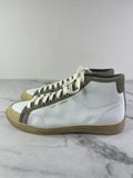 SAINT LAURENT Women’s SL/39 Court Classic Leather Suede Blanc Optique / Paris Roof Mid Top Sneakers Size 39