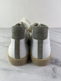 SAINT LAURENT Women’s SL/39 Court Classic Leather Suede Blanc Optique / Paris Roof Mid Top Sneakers Size 39