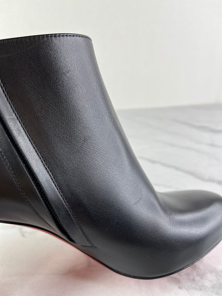 Christian Louboutin Black Leather Belle Ankle Boots Size 41