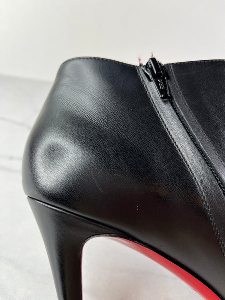 Christian Louboutin Black Leather Belle Ankle Boots Size 41