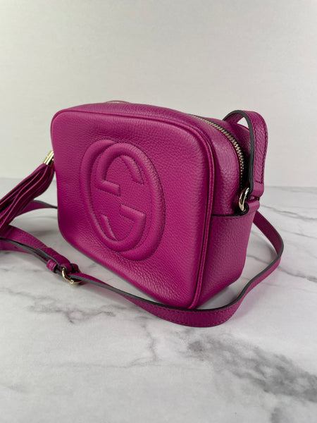 GUCCI Fuchsia Leather Soho Disco Camera Crossbody/Shoulder Bag
