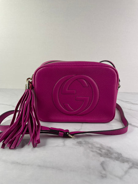 GUCCI Fuchsia Leather Soho Disco Camera Crossbody/Shoulder Bag