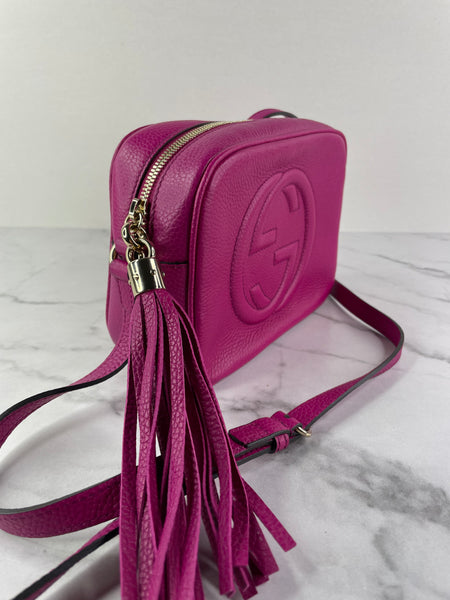 GUCCI Fuchsia Leather Soho Disco Camera Crossbody/Shoulder Bag
