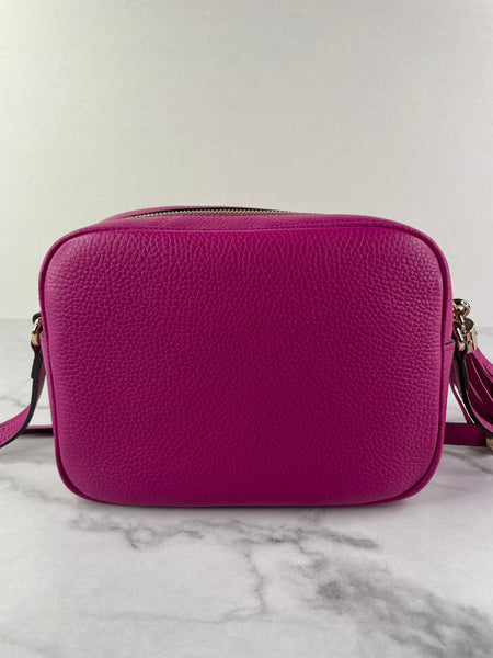 GUCCI Fuchsia Leather Soho Disco Camera Crossbody/Shoulder Bag