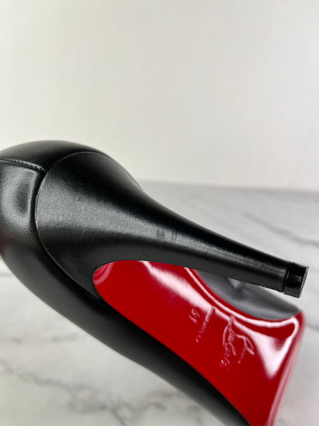 Christian Louboutin Black Leather Belle Ankle Boots Size 41