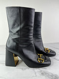 GUCCI Black Leather Horsebit ankle boots Size 40