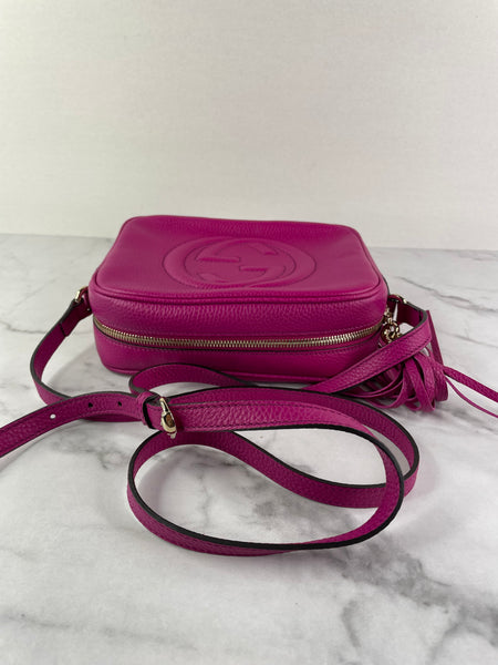 GUCCI Fuchsia Leather Soho Disco Camera Crossbody/Shoulder Bag