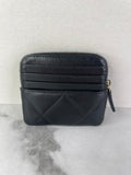 CHANEL Black Lambskin Quilted 19 Zip Card Holder Wallet