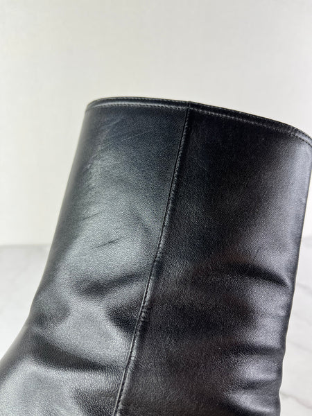 GUCCI Black Leather Horsebit ankle boots Size 40