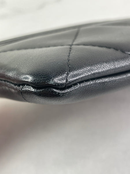 CHANEL Black Lambskin Quilted 19 Zip Card Holder Wallet