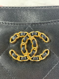 CHANEL Black Lambskin Quilted 19 Zip Card Holder Wallet