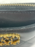 CHANEL Black Lambskin Quilted 19 Zip Card Holder Wallet