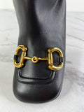 GUCCI Black Leather Horsebit ankle boots Size 40