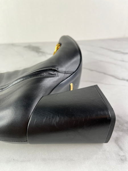 GUCCI Black Leather Horsebit ankle boots Size 40