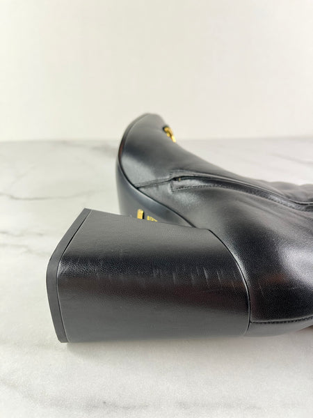 GUCCI Black Leather Horsebit ankle boots Size 40