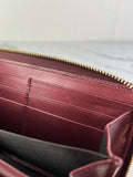 GUCCI Guccissima Metallic Burgundy Patent Zip Around Long Wallet