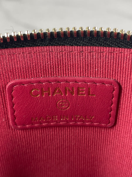 CHANEL Black Lambskin Quilted 19 Zip Card Holder Wallet
