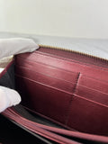 GUCCI Guccissima Metallic Burgundy Patent Zip Around Long Wallet