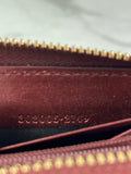 GUCCI Guccissima Metallic Burgundy Patent Zip Around Long Wallet