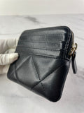CHANEL Black Lambskin Quilted 19 Zip Card Holder Wallet