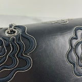 CHANEL Black Lambskin Embroidered Camellia Follies Flap Crossbody/Shoulder Bag