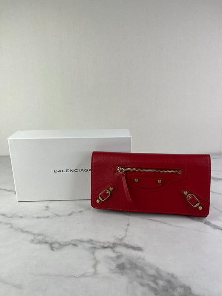 Balenciaga Red Classic Money Continental Wallet